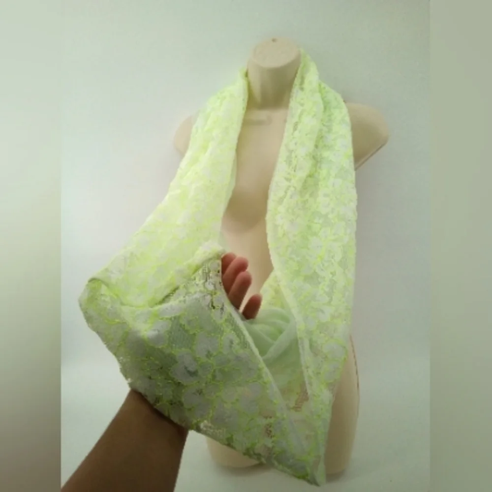 Vintage Lace Lime Neon Floral Infinity Neck Scarf